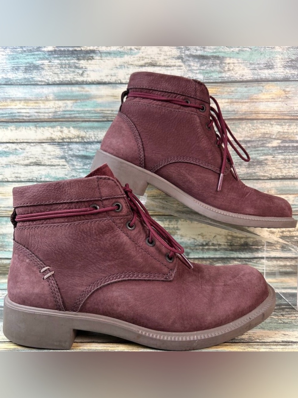 Kodiak Boots Size 6M Burgundy Waterproof Leather Ankle Lace Up Casual Combat